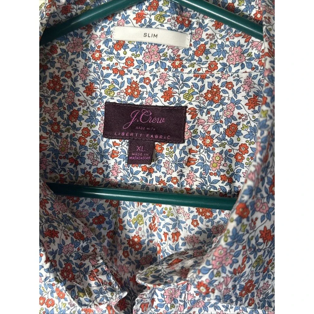 J Crew Liberty Fabric XL Men’s LS Shirt Floral Bouquet Americana Slim Fit